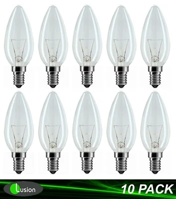 10 x 25W Clear Candle Light Globes Bulbs Lamps Incandescent Small Screw SES E14 - Image 1 of 4