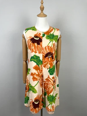 Vestido Stella Mccartney Línea A Estampado Flores Cremallera Trasera Sin Mangas Forrado Talla 40 Foto 1 de 4