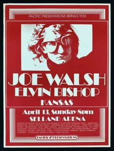 Joe Walsh POSTER Elvin Bishop Kansas 1975 Original Pacific Presentations Nice! - Picture 1 of 2