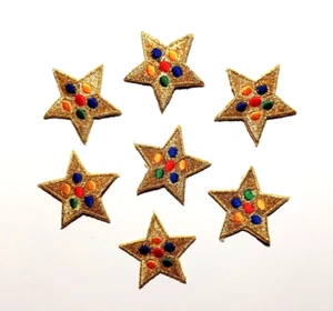 Fancy metallic 7 pc. Star Patches Embroidered Iron On Applique 1.5" - Picture 1 of 2