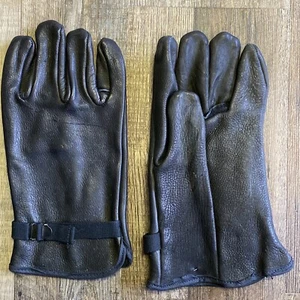 Vintage 1980er Jahre alter Lagerbestand echtes Rindshaut rohes Leder schwarze Handschuhe Größe 6 XL - Bild 1 von 7