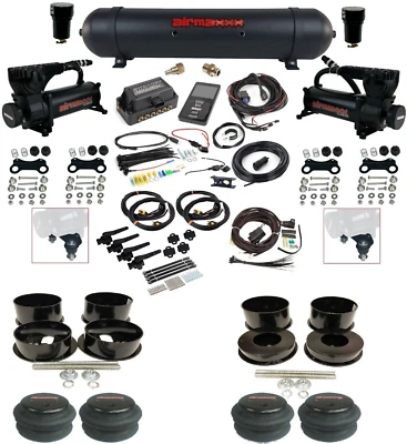 Complete Air Lift 3H 3/8 Air Ride Kit Black 580 Fits 1971–1996 GM B-Body - Image 1 of 4