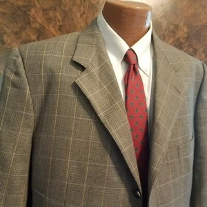 Blazer Corneliani Talla 44 R Beige Muescas Glen Cuadros Italia Súper 100 Lana - Imagen 1 de 10