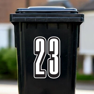 Set of 3 Wheelie Bin Numbers 7" Weatherproof Vinyl Stickers - Image 1 of 3