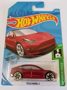 HOT WHEELS 2019 HW GREEN SPEED~ ROSSO TESLA MODEL 3 - Foto 1 di 1