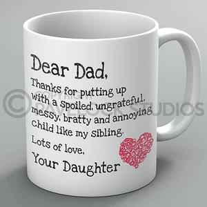 Dear Dad Love Your Daughter Mug Mugs Daddy Father Fathers Day Men Him Birthday - Picture 1 of 1