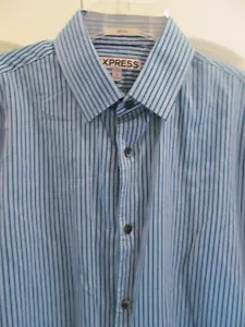Camicia abito da uomo Express abbottonato taglia M 15-15 1/2" gesso blu verde acqua - Foto 1 di 1