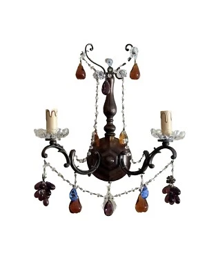 PAIR Vintage Wall Sconces Italian Grape Cluster Fruit Pilutti Luigi - P1 - Image 1 of 4