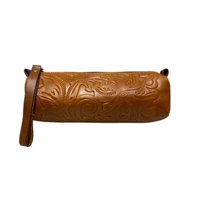 Patricia Nash Isla längliches cognacfarbenes Etui Florence verziertes geprägtes Leder Handgelenktasche - Bild 1 von 11