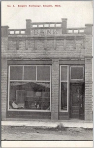Postal vintage de la década de 1910 del Imperio, Michigan "EMPIRE EXCHANGE" vista de edificio bancario - Imagen 1 de 2