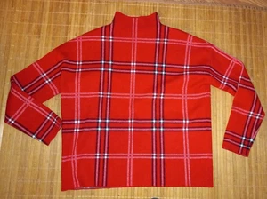 Nicole Miller Red Plaid Mock Turtleneck Sweater Size XL Like NW - Picture 1 of 2