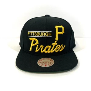 PITTSBURGH PIRATES SNAPBACK HAT mitchell&ness spellout retro script MENS ADULT - Picture 1 of 7
