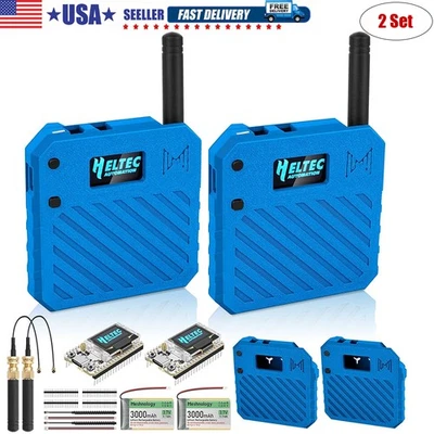 2 Sets Heltec ESP32 LoRa V3 WiFi Board+ 915MHz Antenna+ Battery+ Meshtastic Case