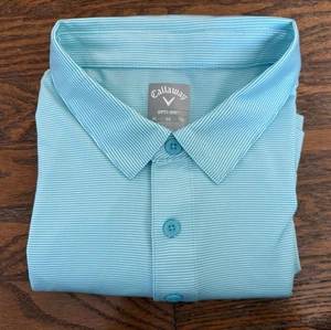 Camisa Polo Callaway Para Hombres XL Azul Blanco Rayas Elastizada Opti-Dri Golf Performance - Imagen 1 de 10