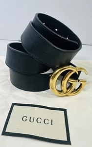 Gucci Gürtel Echt Ledergürtel Schwarz Goldene Schnalle 90-36 - Bild 1 von 10