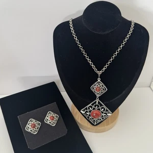 Vintage Sarah Coventry passender Anhänger Halskette und Clip auf Ohrring Set - Bild 1 von 11