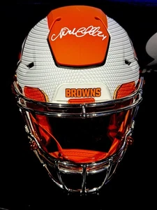 Nick Chubb Signed Hydro Dipped Speedflex Helmet Chrome Facemask & Clips Beckett - Picture 1 of 3