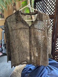 CHICOS Design Shirt Size 2 Rayon Asian Print Coachella  - Picture 1 of 4