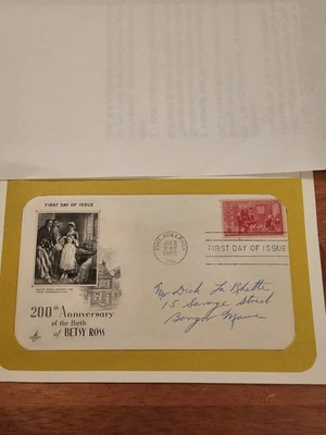 USPS FDC BETSY ROSS 1952 ..1ST AMERICAN FLAG 200TH  ANNIV - Image 1 of 2