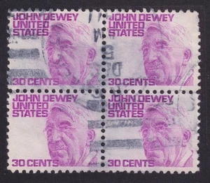 US 1291a 30c x 4 UVF red violet TAGGED BLOCK OF 4 JOHN DEWEY - EBB1P01 - Picture 1 of 2
