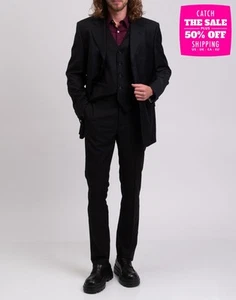 PVP €175 HACKETT Chaleco de Lana Talla 40R / 50R / M Negro Cuello Y - Imagen 1 de 7