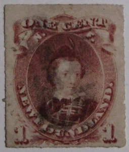 1877 NEWFOUNDLAND #37: F/VF Used 'Prince Edward' - Rouletted early issue - Picture 1 of 2