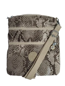 Kipling AC7905 Keiko Crossbody Bag Nylon Tan/Brown Tonal Snake Print NWOT NEW - Picture 1 of 16