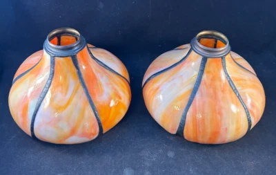 1910s Art Nouveau signed Handel bent glass shade - Image 1 of 4