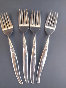Oneida La Rose Set Of 4 Salad Forks Rogers Stainless WMA - Foto 1 di 8