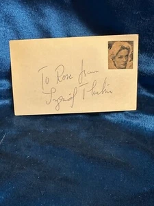 INGRID THULIN „Wilde Erdbeeren“, „Cries & Whispers“ signierte Auto Karteikarte - Bild 1 von 2