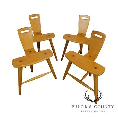 'W.B' Mid Century Modern Birch Wood Set of 4  'Birthing-Chair' Inspired Chairs - Image 1 of 4