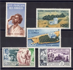 COTE DES SOMALIS: SERIE COMPLETA DI 5 FRANCOBOLLI P.A. NUOVO* N. 20-24 Quota:... - Foto 1 di 1