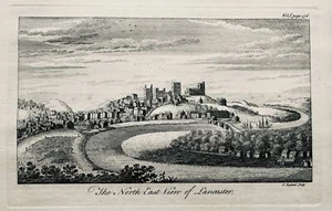 c1764 LANCASHIRE antiker Stadtdruck NORDOSTANSICHT VON LANCASTER von John Ryland - Bild 1 von 3