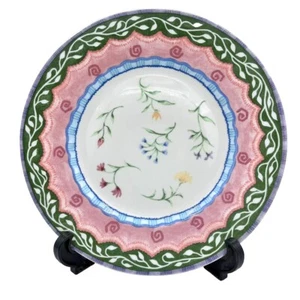 Set Of 4 Fitz and Floyd Gypsy Chicks Salad Plates 8.5" Diameter Pink Grn Flowers - Picture 1 of 5