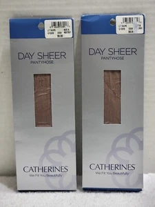 2 PAIRS CATHERINES PLUS SIZE A DAY SHEER SANDLEFOOT PANTYHOSE COLOR LIGHT TAUPE - Picture 1 of 4