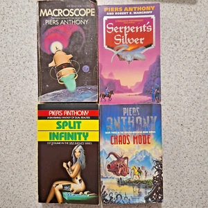 PIERS ANTHONY Sci-Fi 4 x paperbacks random books, Chaos, Serpents, Split - Picture 1 of 7