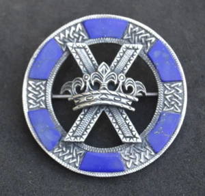 925 silver Scottish Saltire & Crown brooch with lapis lazuli Celtic Knot setting - Picture 1 of 5