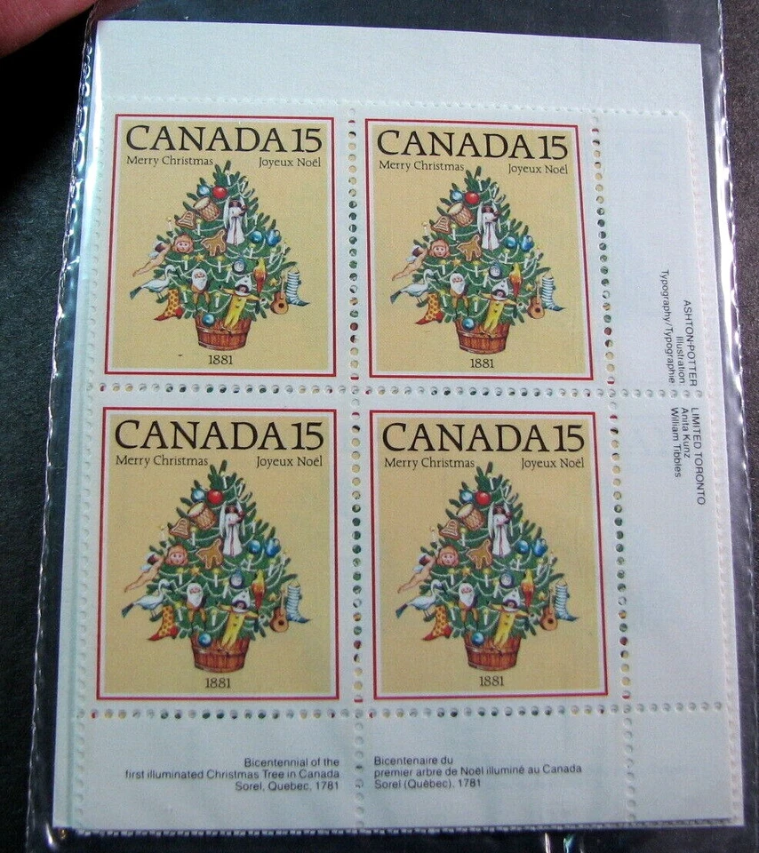 Canada Inscription Block Stamp Scott# 901 Christmas Tree 1981 MNH L523 - Image 1 of 1