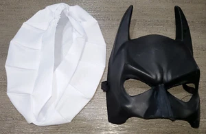 boys HALF MASK MOLDED BATMAN MASK HALLOWEEN CHEF HAT 2 PC LOT SUPER CONDITION! - Picture 1 of 1