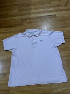 Lacoste Polo Shirt Mens 6 Pink Vintage Washed Short Sleeve Adult Casual Rugby