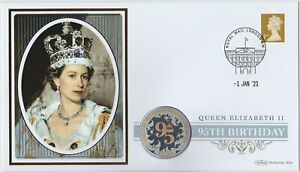 2021 SOLOMON ISLANDS QUEEN'S 95TH BIRTHDAY FINE SILVER PROOF $5 STAMP COVER SET.