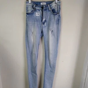 Between Us Women's Junior Size 7 Blue Skinny Distressed Light Wash Stretch Jean - Picture 1 of 11