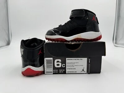 AIR JORDAN 11 RETRO BLACK/VARSITY RED-WHITE (TD) Size 6C  - Image 1 of 4