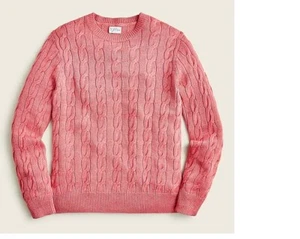 Maglione girocollo uomo J.Crew GRANDE intrecciato lino cotone nuovo con etichette $110 vintage fienile - Foto 1 di 4