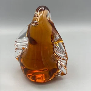 Wedgwood Glass Amber Coloured Penguin Paperweight - Picture 1 of 5