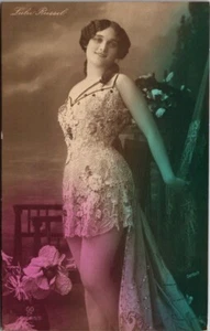 AK Antik Risque Lulu Russel Varieté Tänzerin RPPC getönt Georg Gerlach - Bild 1 von 2