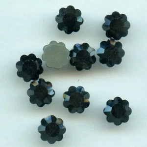 2712 SS34 N hf* 12 STRASS FLEUR SWAROVSKI FOND PLAT, HOTFIX 7,2mm JET - Picture 1 of 4