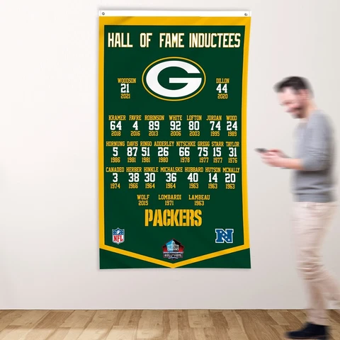 Green Bay Packers 3x5 ft Flag Hall of Fame Inductees NFL Banner FREE Shipping Cover