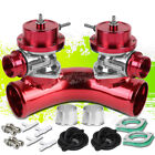 TYPE-S 2.5&quot; 70 ELBOW DUAL FLANGE TUBE ADAPTOR+TURBOCHARGER BLOW OFF BOV X2 RED