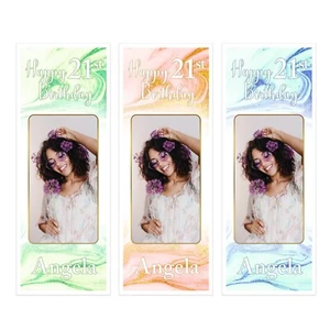 PERSONALISED BIRTHDAY PHOTO BANNER PICTURE WALL AGE NAME GIRLS WOMENS - Picture 1 of 8